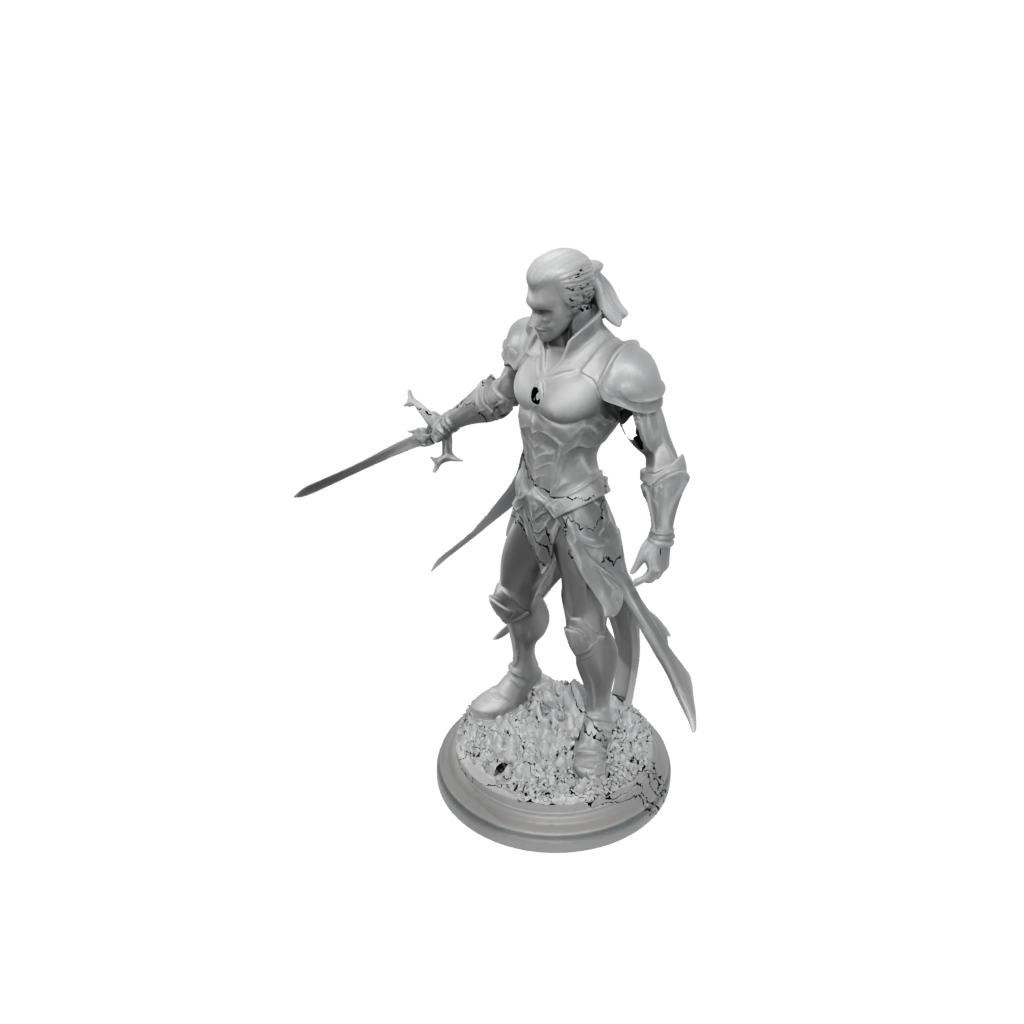 Crystal Human Swordmaster — tabletop minis 3D print model, STL