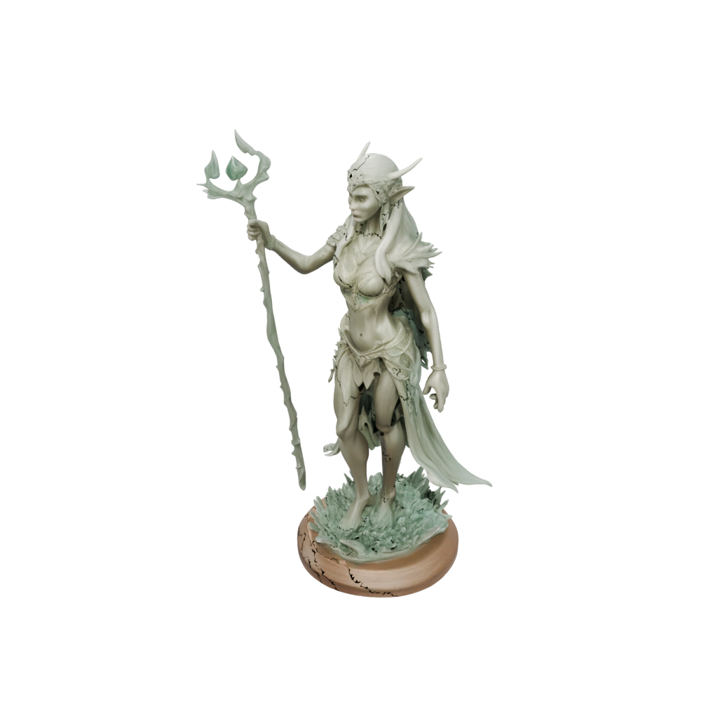 Crystal Wood-Elf Druid — tabletop minis 3D print model, STL