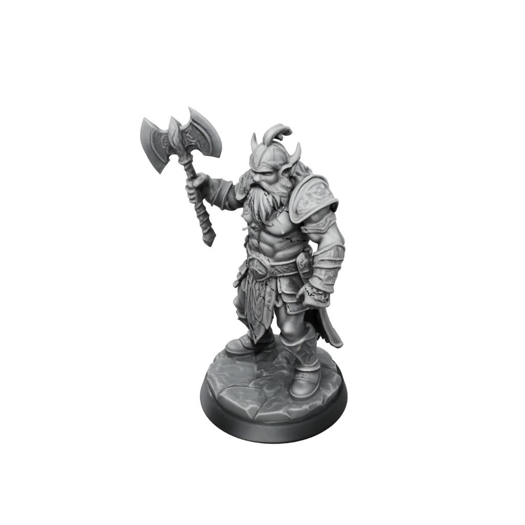 Crystal Dwarf Warrior With Battleaxe — tabletop minis 3D print model, STL