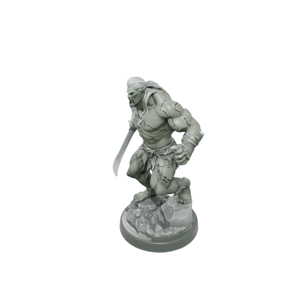 Crystal Half-Orc Berserker — tabletop minis 3D print model, STL