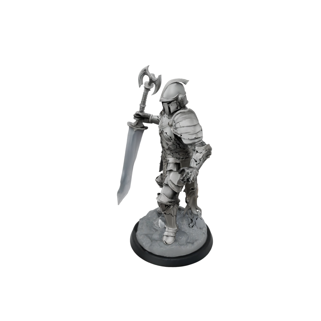 Crystal Armored Paladin With War Maul — tabletop minis 3D print model, STL