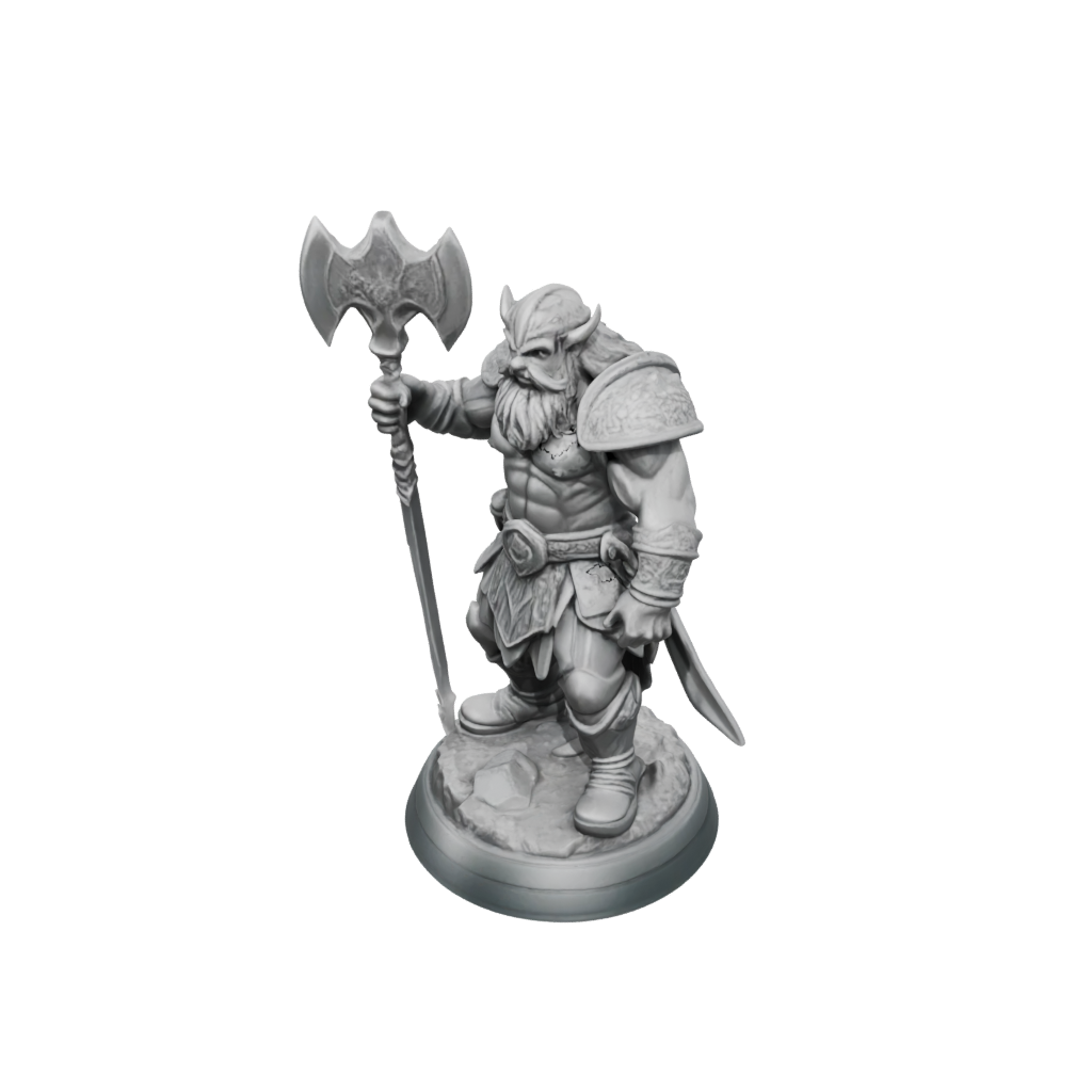Crystal Dwarf Warrior With Battleaxe — tabletop minis 3D print model, STL
