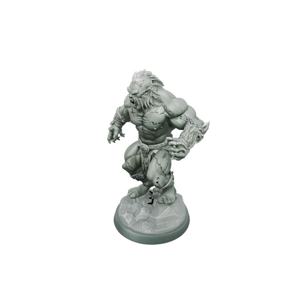 Crystal Half-Orc Berserker — tabletop minis 3D print model, STL
