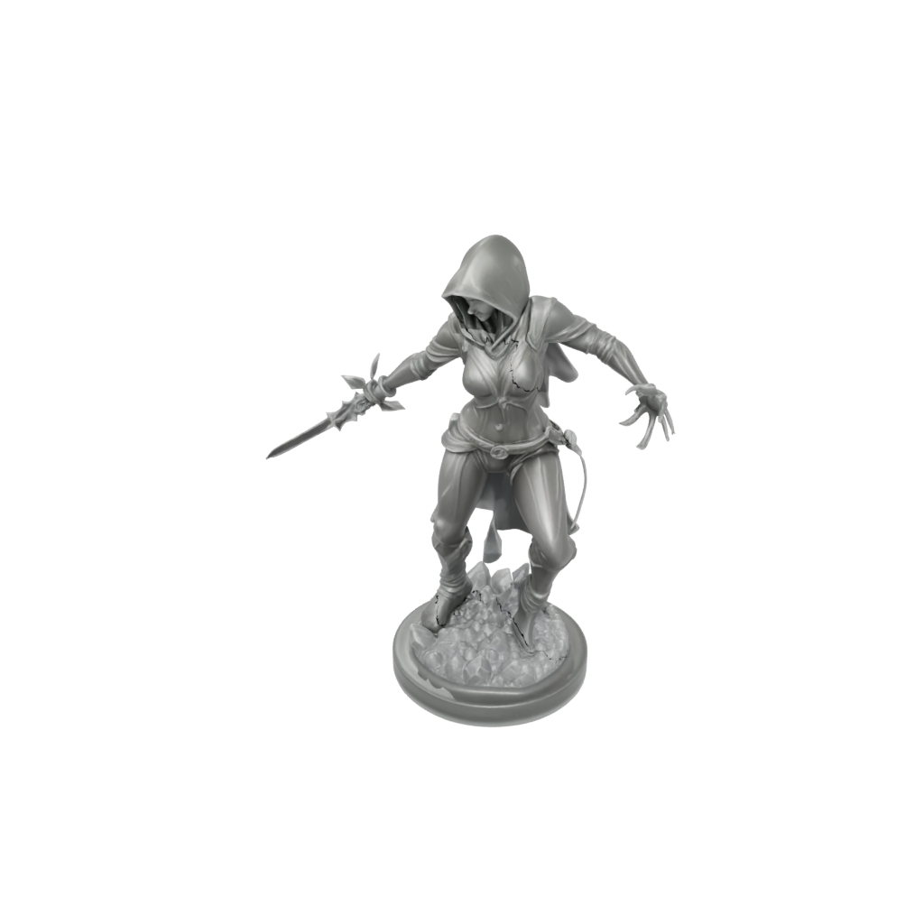 Crystal Hooded Rogue With Daggers — tabletop minis 3D print model, STL