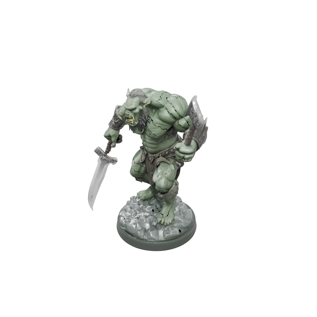 Crystal Orc Brute With Cleaver — tabletop minis 3D print model, STL