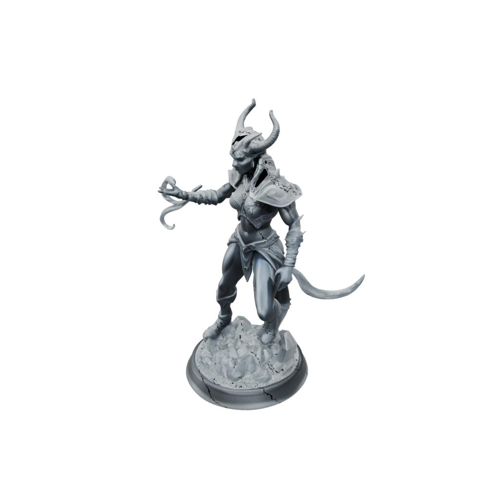 Crystal Tiefling Warlock — tabletop minis 3D print model, STL