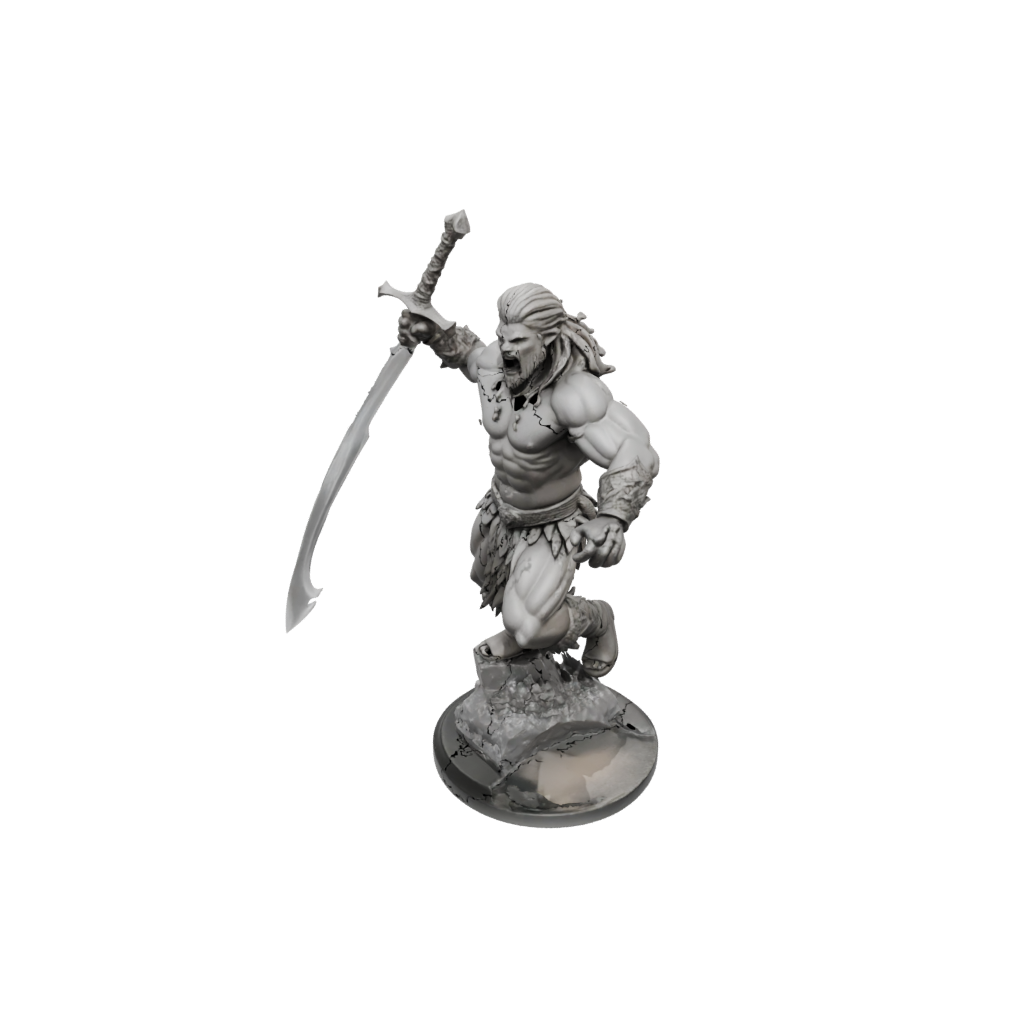 Crystal Barbarian With Greatsword — tabletop minis 3D print model, STL