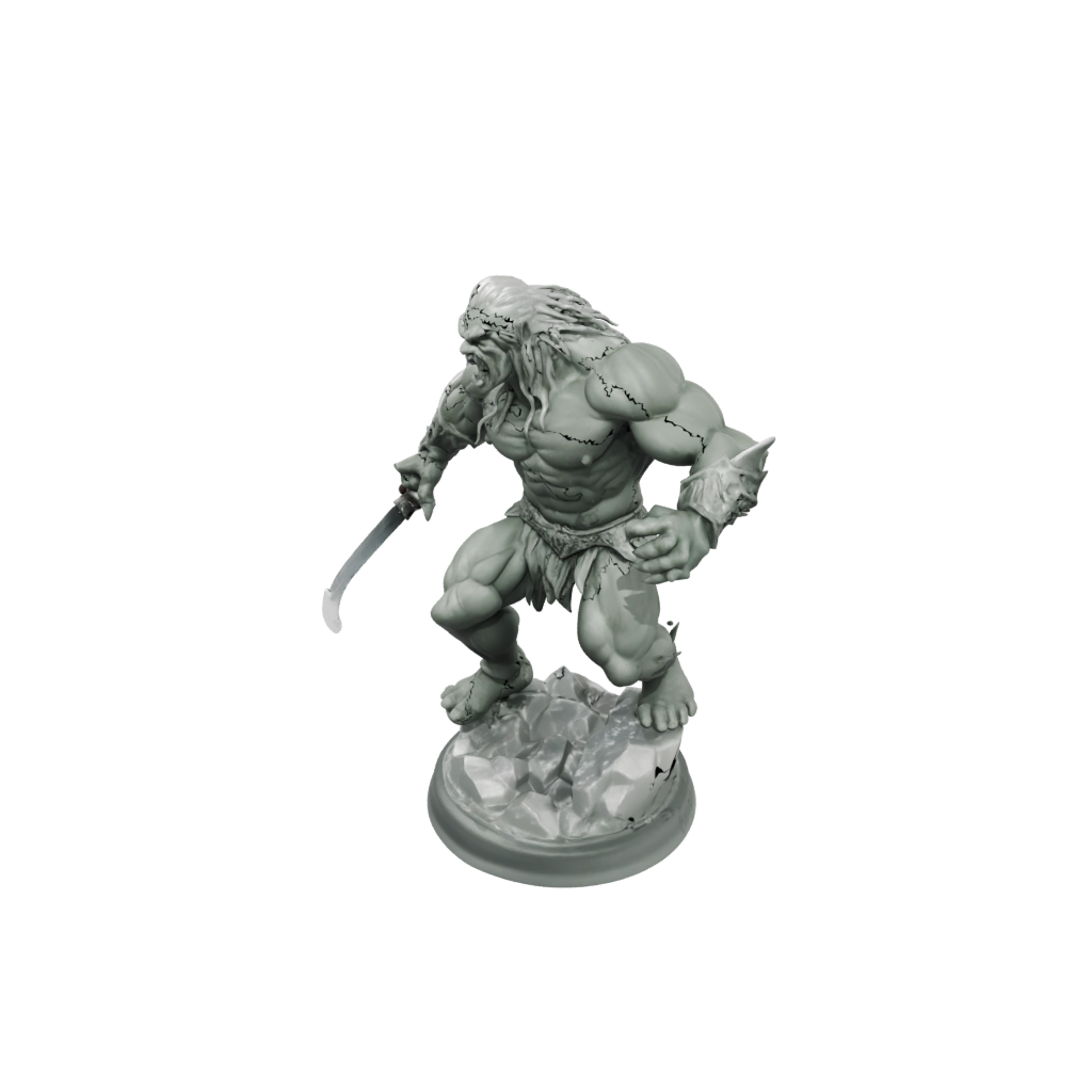 Crystal Half-Orc Berserker — tabletop minis 3D print model, STL