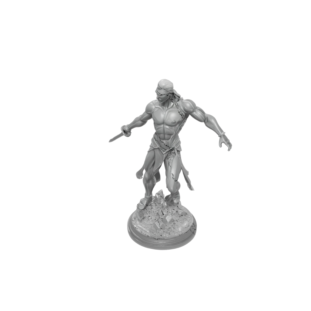 Crystal Human Swordmaster — tabletop minis 3D print model, STL
