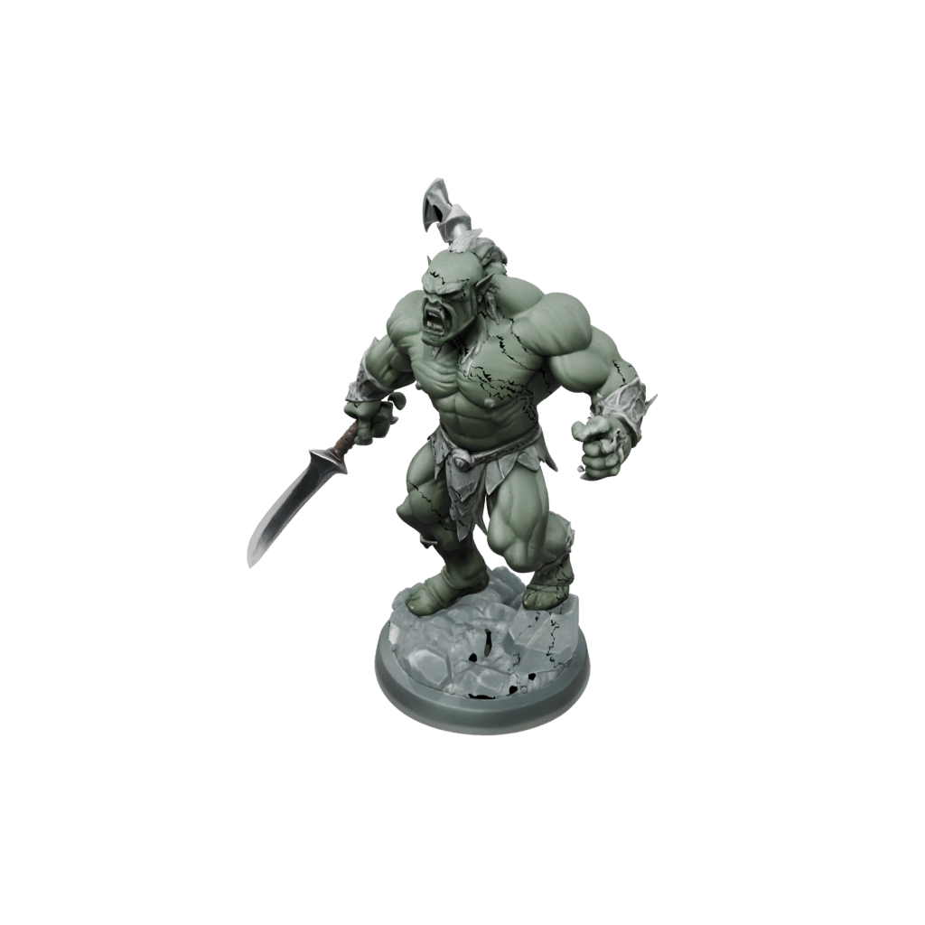 Crystal Orc Brute With Cleaver — tabletop minis 3D print model, STL