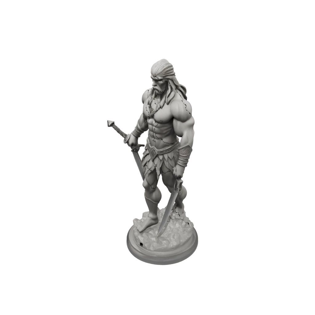 Crystal Barbarian With Greatsword — tabletop minis 3D print model, STL