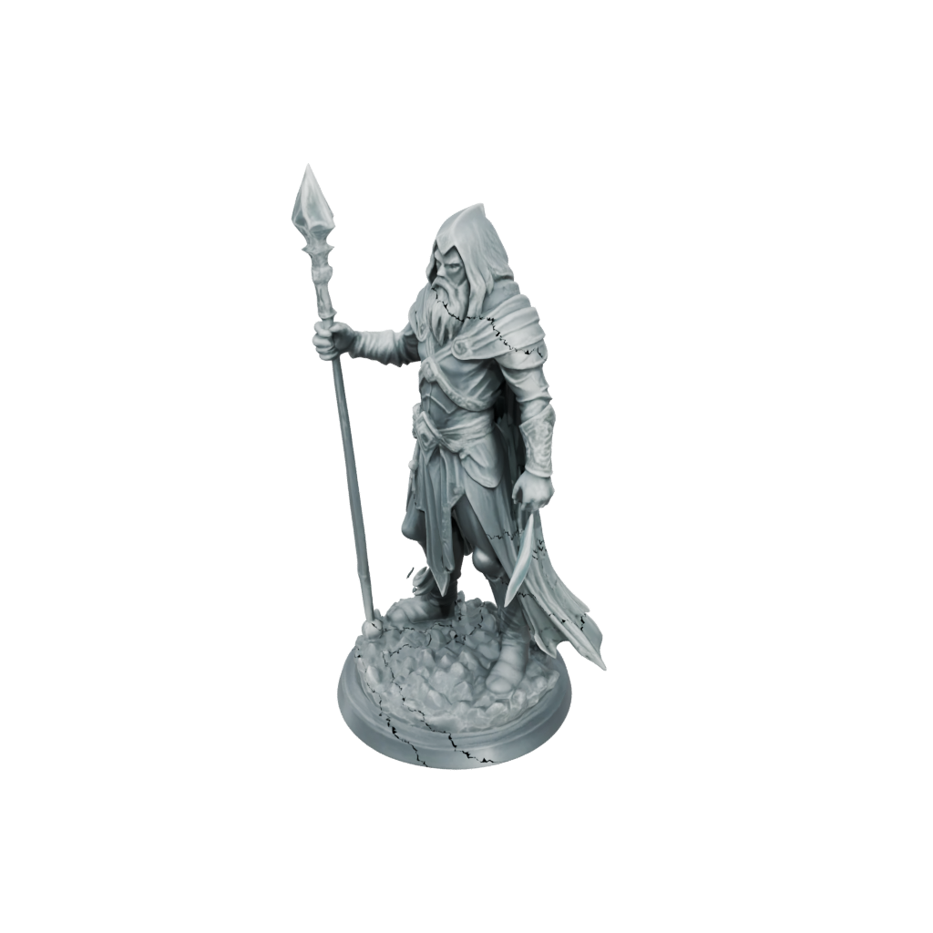 Crystal Battle Wizard With Staff — tabletop minis 3D print model, STL