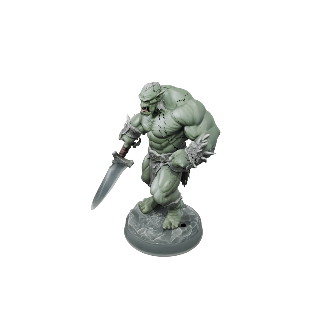 Crystal Orc Brute With Cleaver — tabletop minis 3D print model, STL