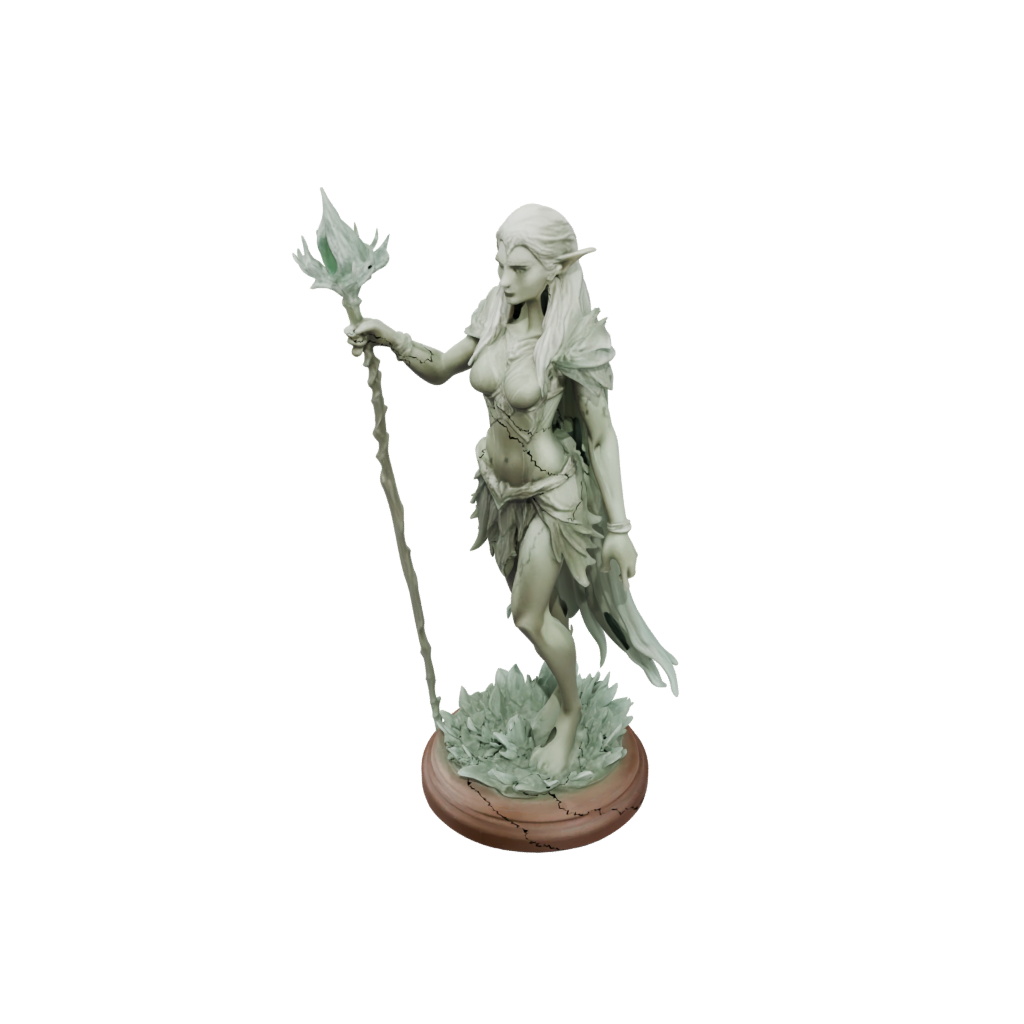 Crystal Wood-Elf Druid — tabletop minis 3D print model, STL