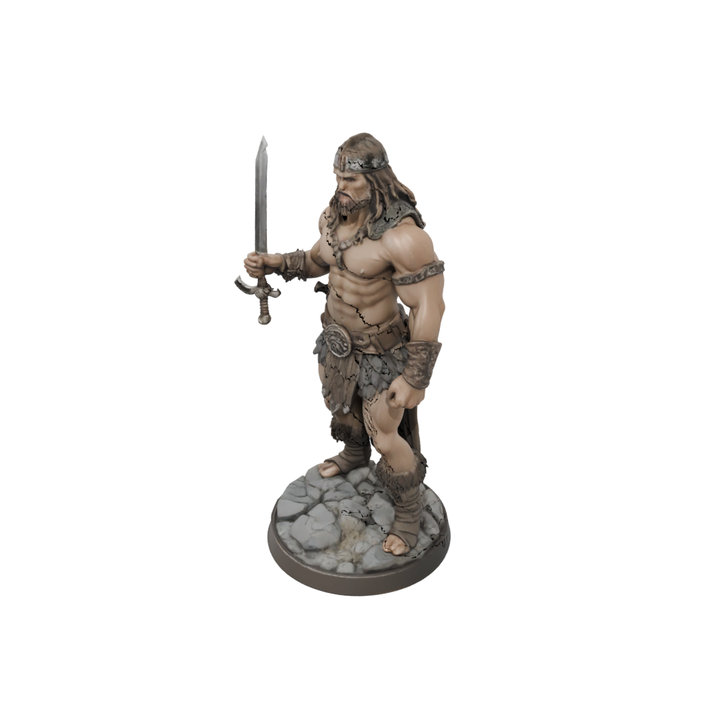 Barbarian With Greatsword — tabletop minis 3D print model, STL
