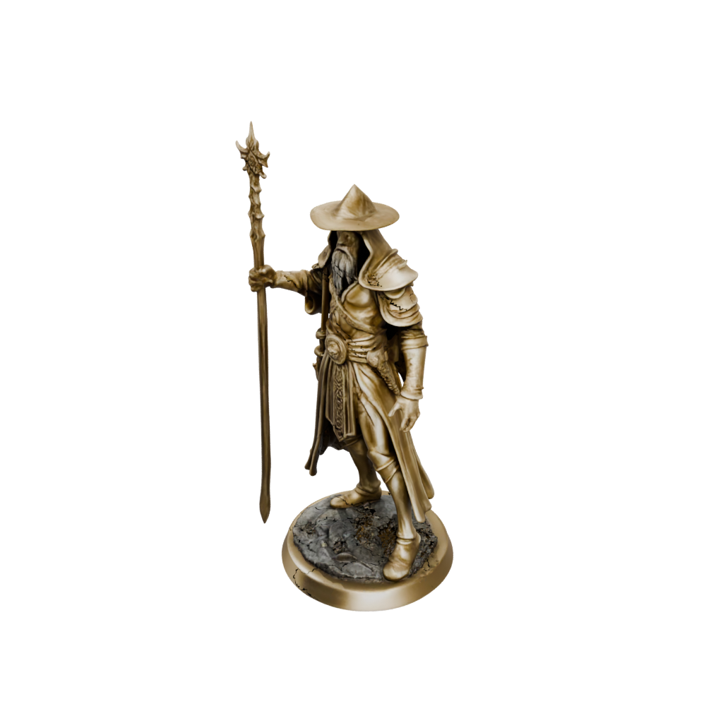 Gold Battle Wizard With Staff