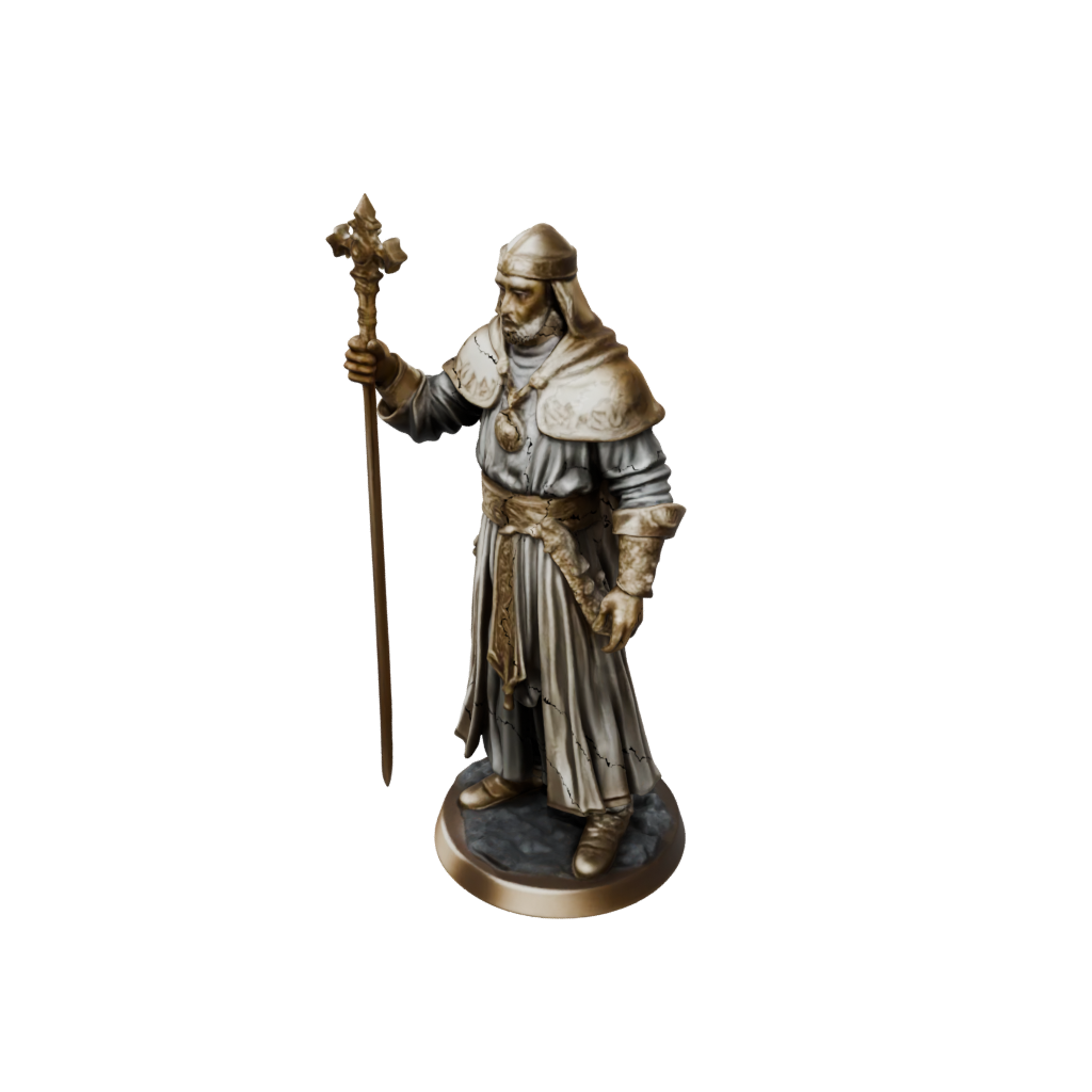 Gold Cleric Priest With Mace