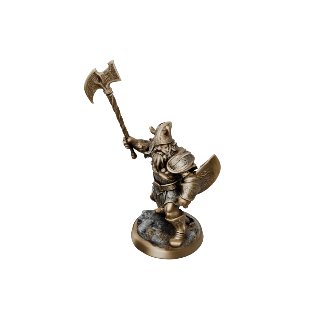 Gold Dwarf Warrior With Battleaxe