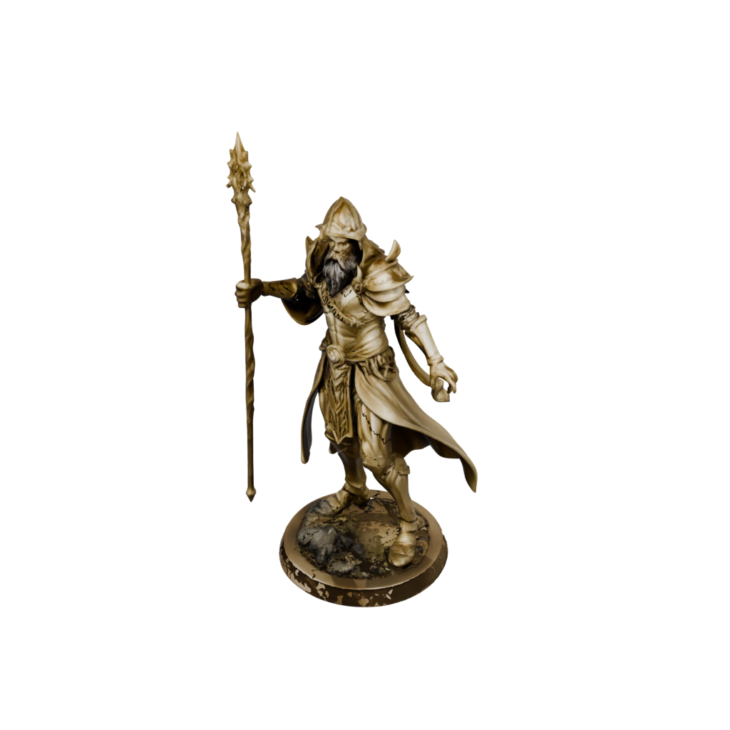 Gold Battle Wizard With Staff