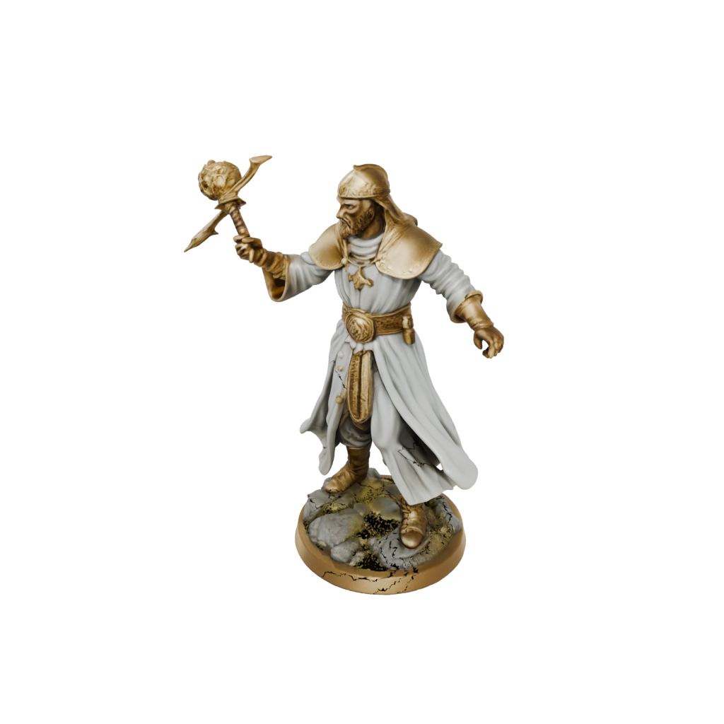 Gold Cleric Priest With Mace