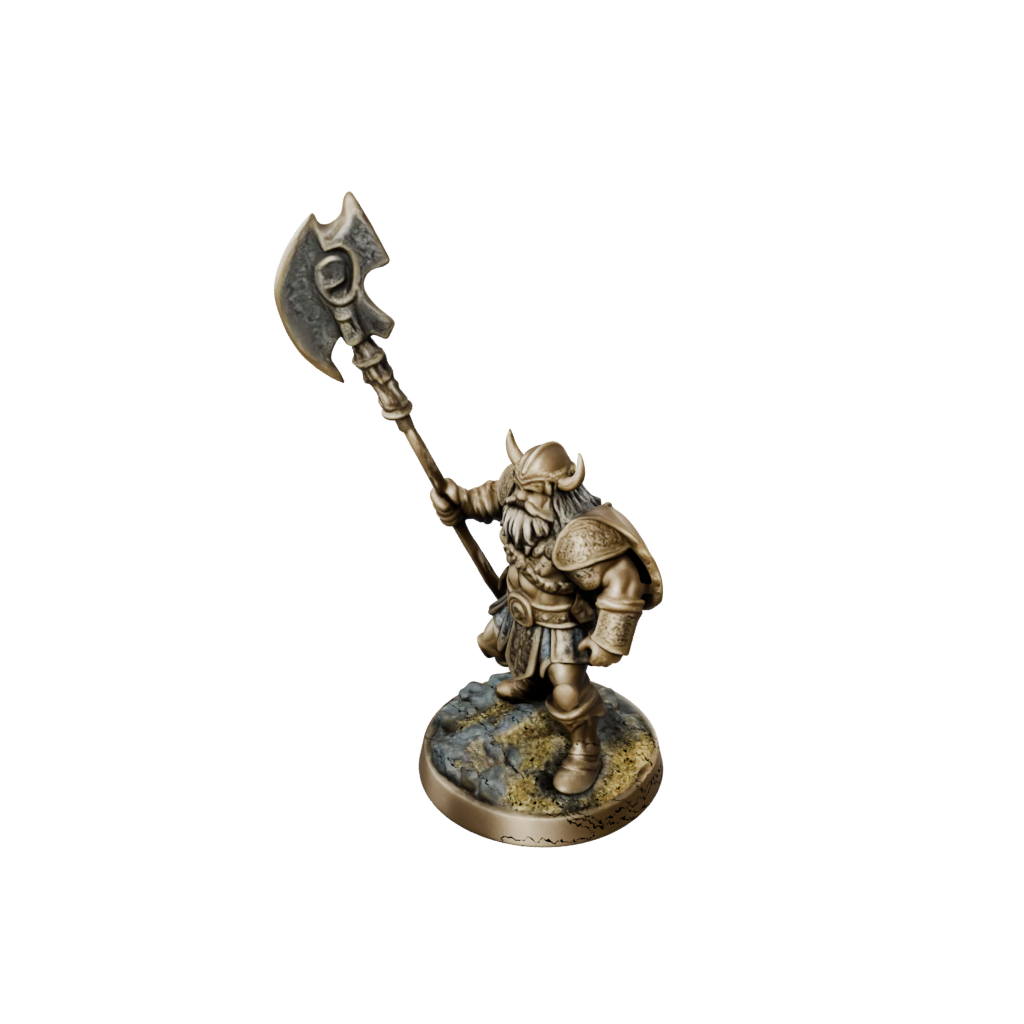 Gold Dwarf Warrior With Battleaxe