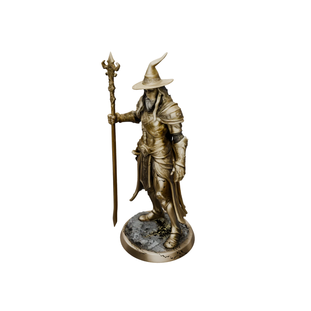 Gold Battle Wizard With Staff