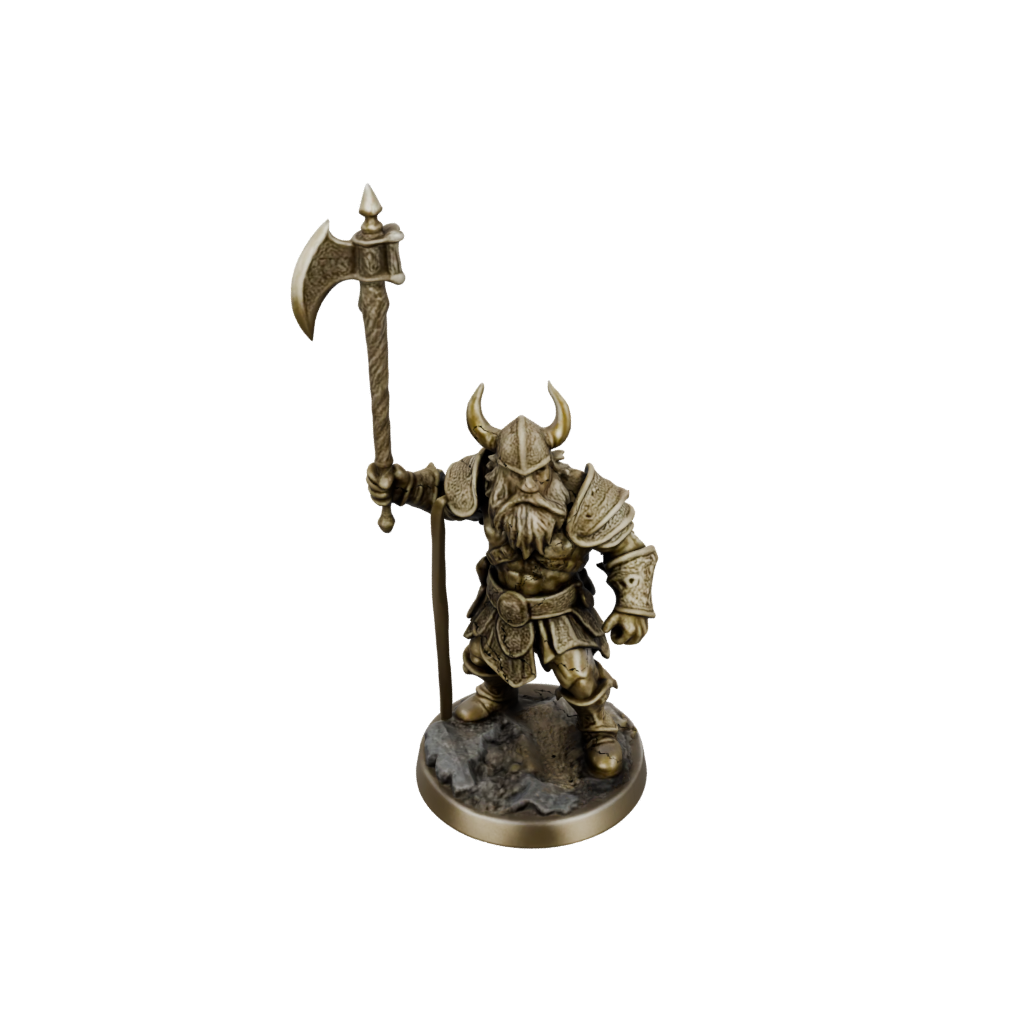 Gold Dwarf Warrior With Battleaxe