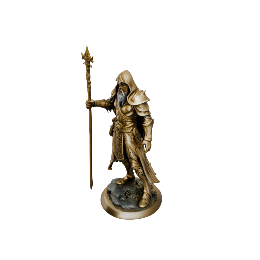 Gold Battle Wizard With Staff