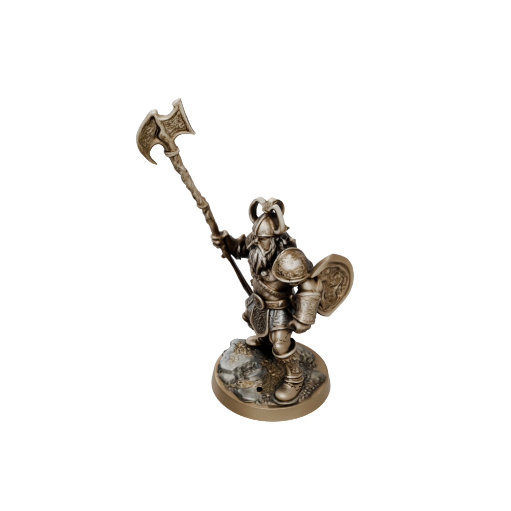 Gold Dwarf Warrior With Battleaxe