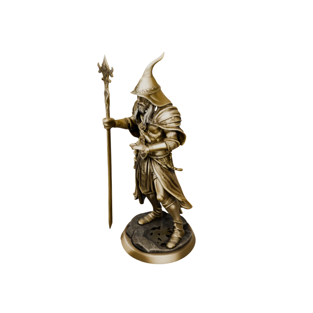 Gold Battle Wizard With Staff