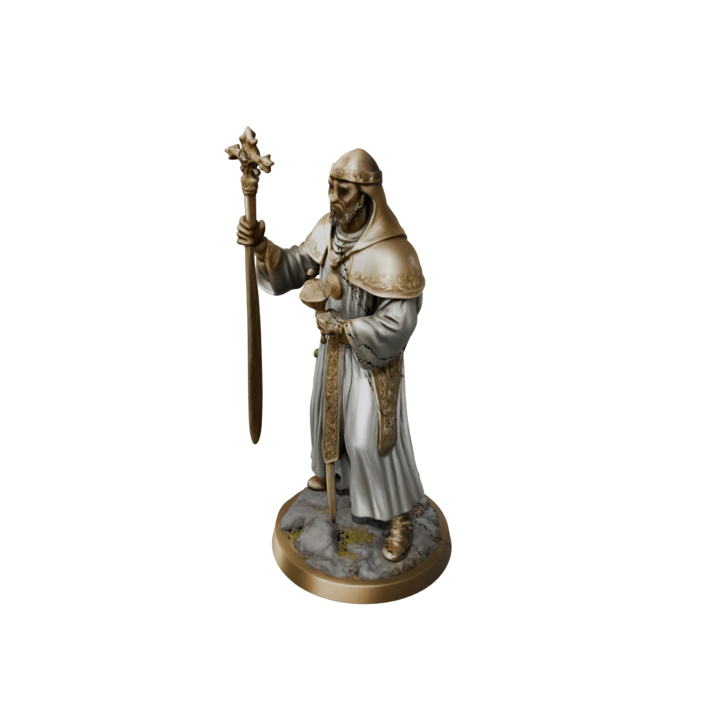 Gold Cleric Priest With Mace