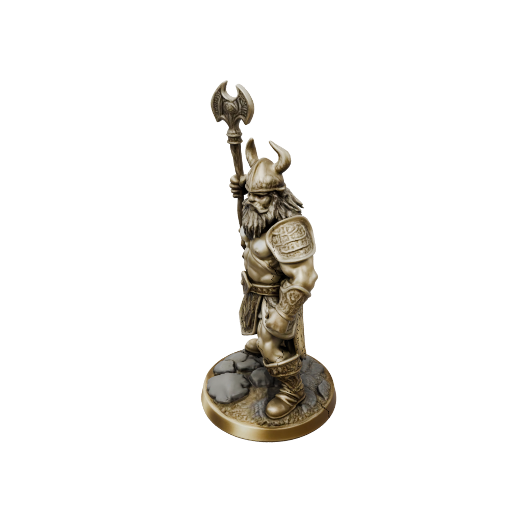 Gold Dwarf Warrior With Battleaxe
