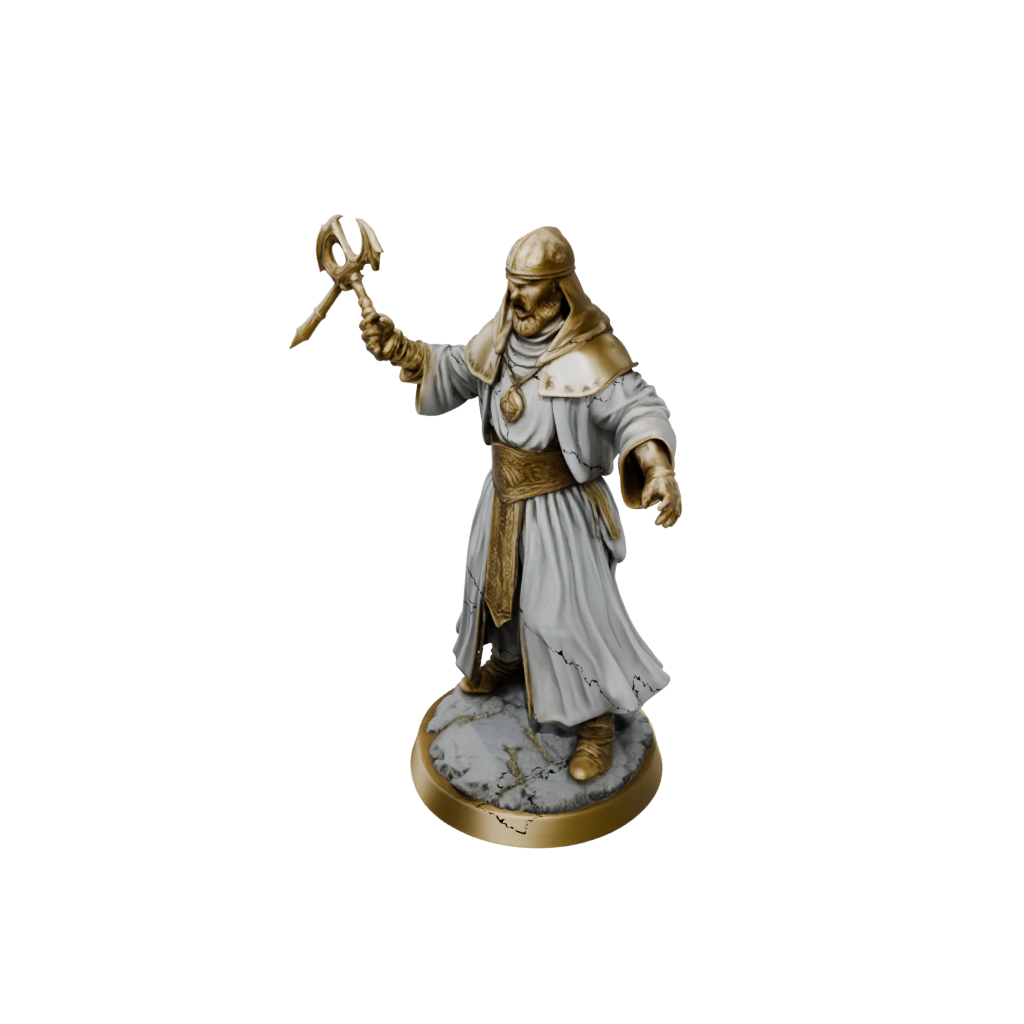 Gold Cleric Priest With Mace