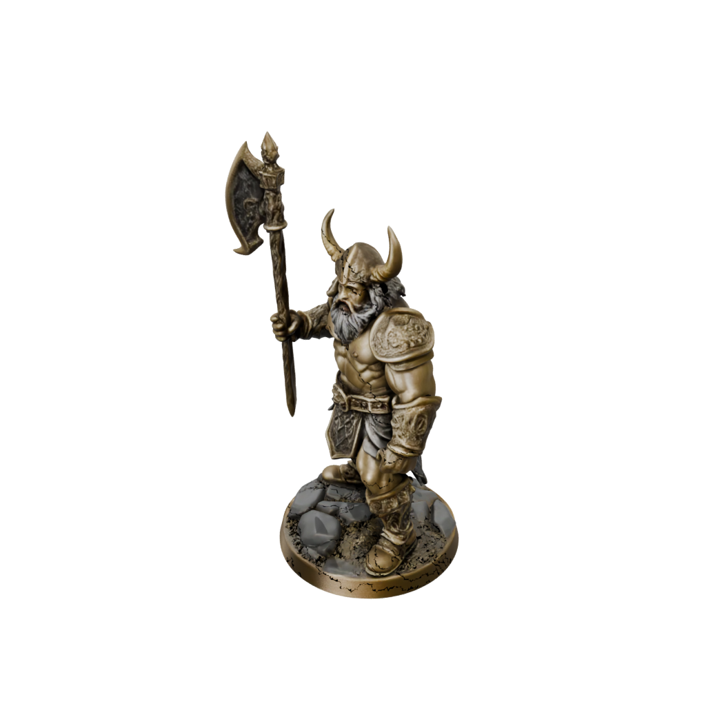 Gold Dwarf Warrior With Battleaxe