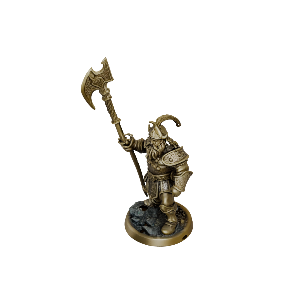 Gold Dwarf Warrior With Battleaxe