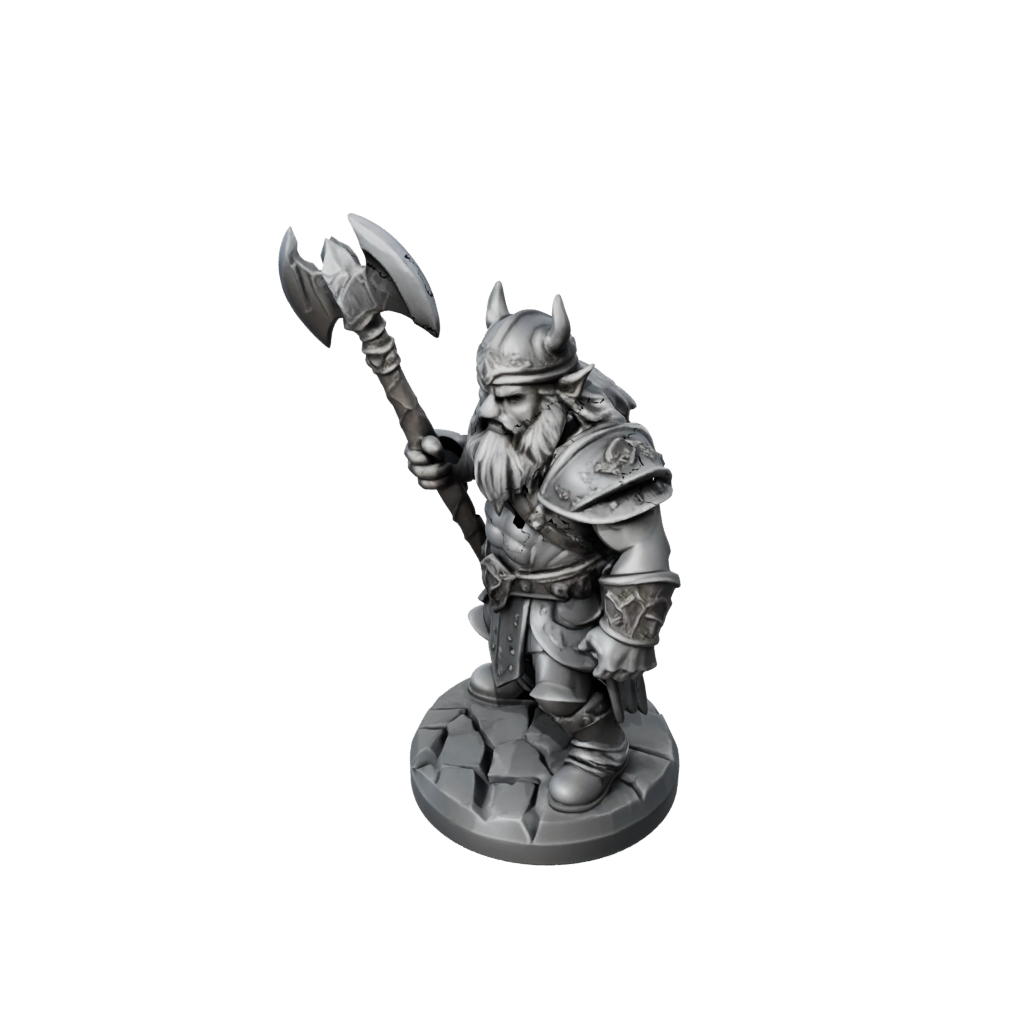 Low-Poly Dwarf Warrior With Battleaxe