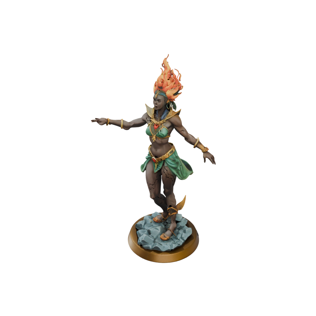Low-Poly Fire Genie Efreet