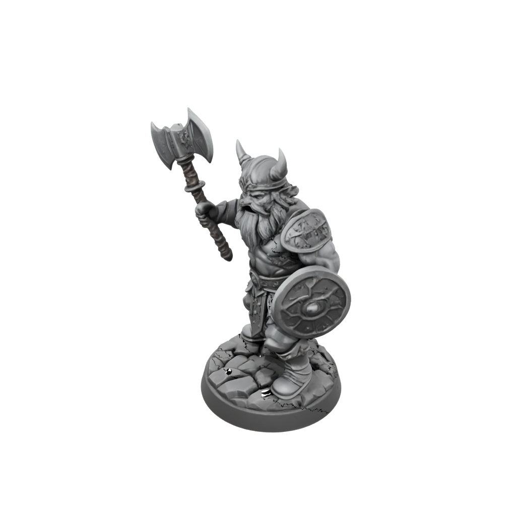 Low-Poly Dwarf Warrior With Battleaxe