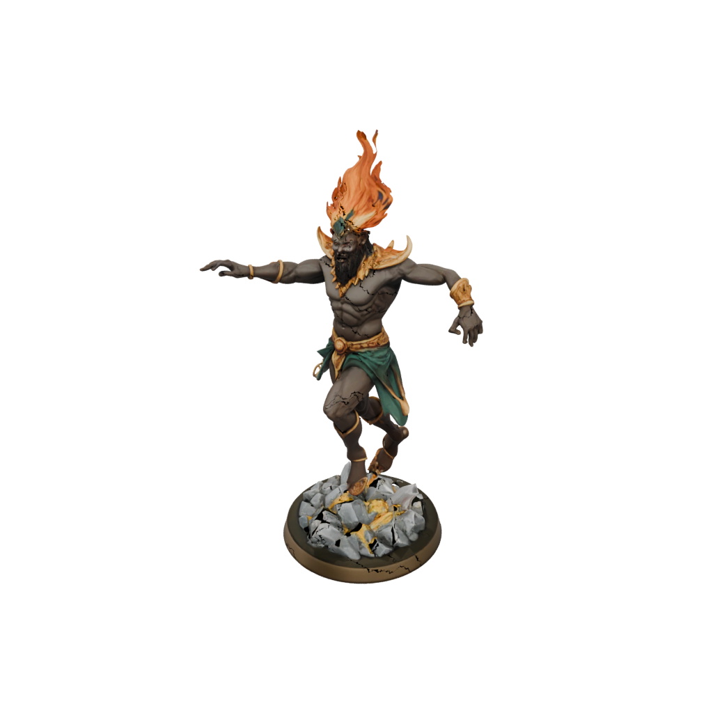 Low-Poly Fire Genie Efreet