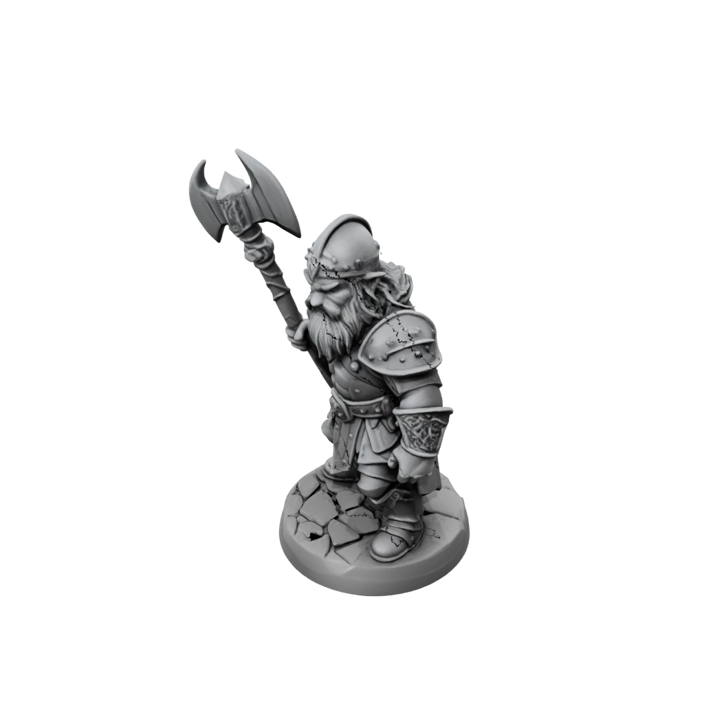 Low-Poly Dwarf Warrior With Battleaxe
