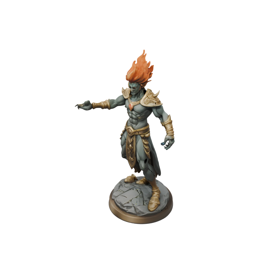 Low-Poly Fire Genie Efreet