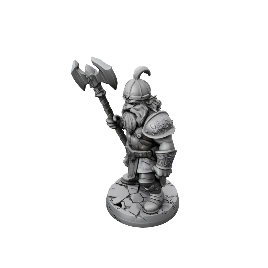 Low-Poly Dwarf Warrior With Battleaxe