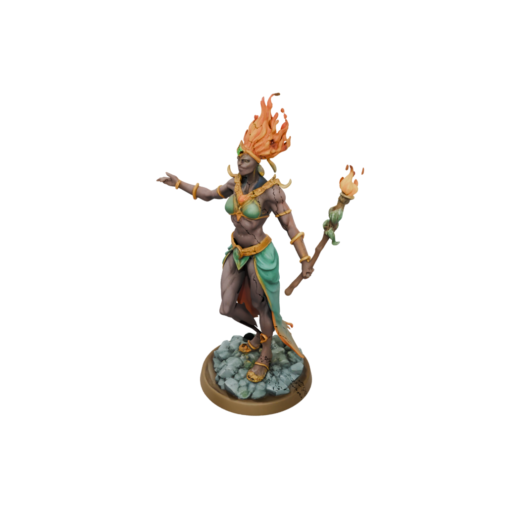 Low-Poly Fire Genie Efreet