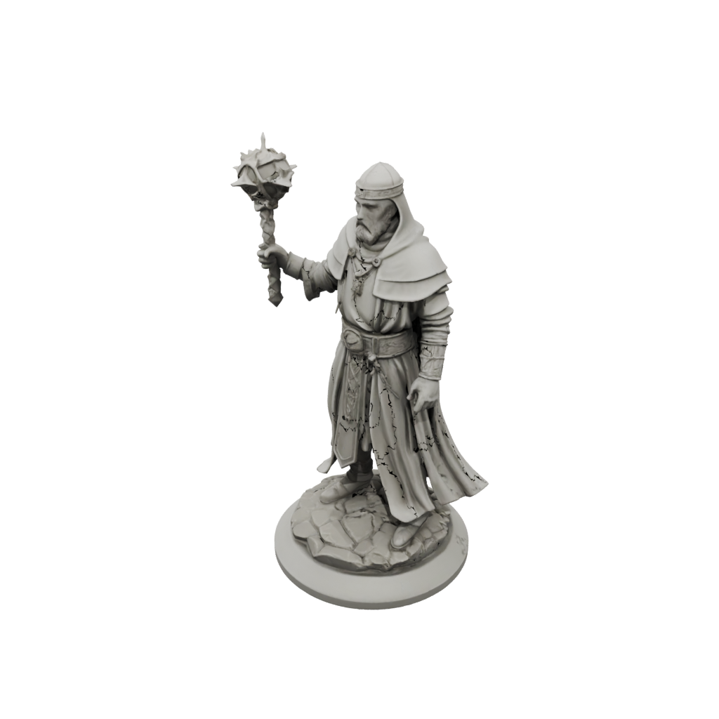 Low-Poly Cleric Priest With Mace