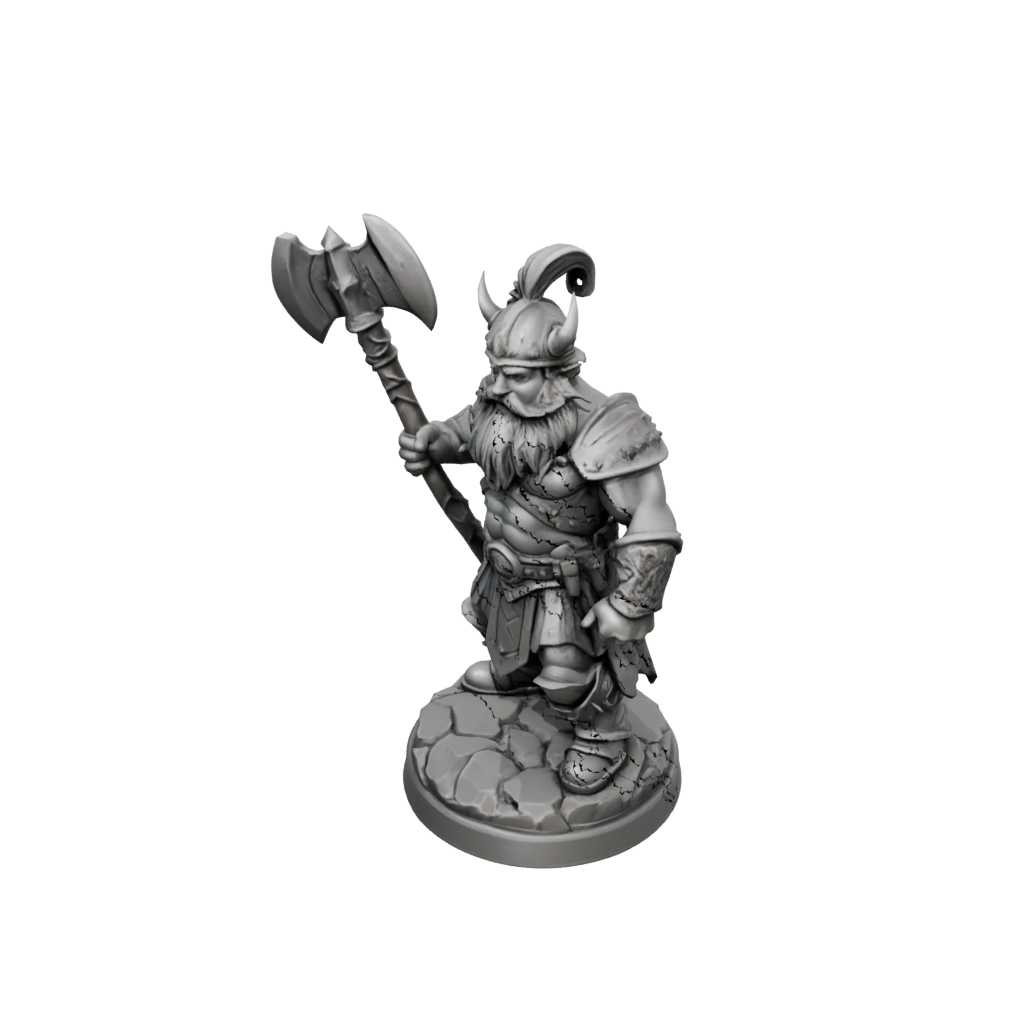 Low-Poly Dwarf Warrior With Battleaxe