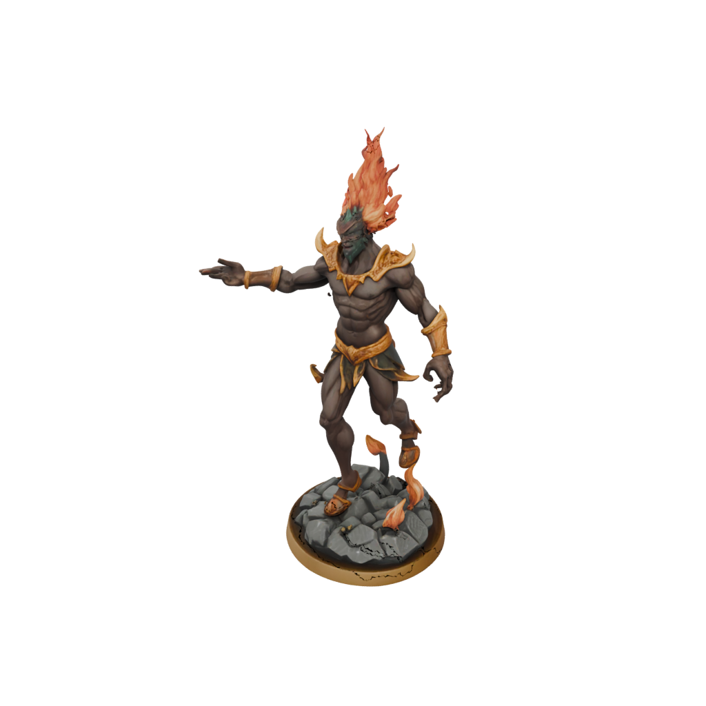 Low-Poly Fire Genie Efreet