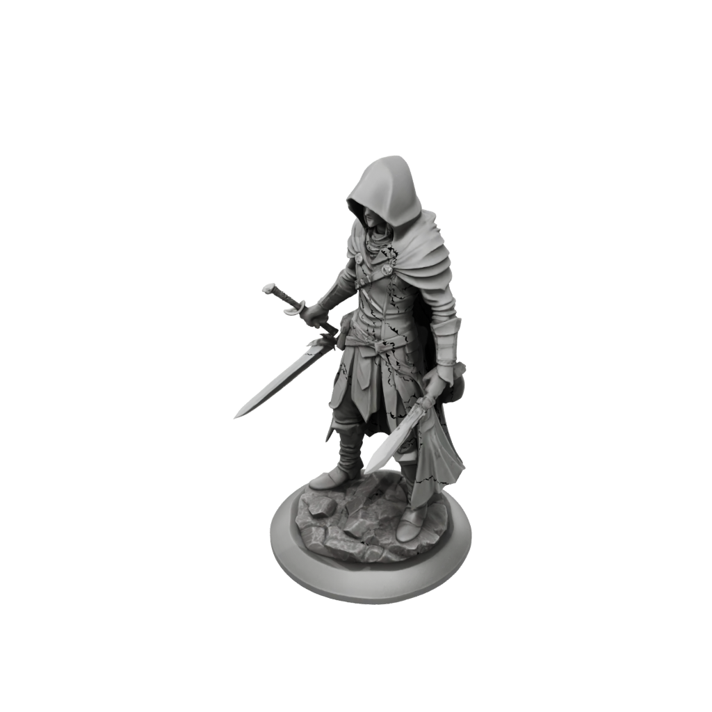 Low-Poly Hooded Rogue With Daggers