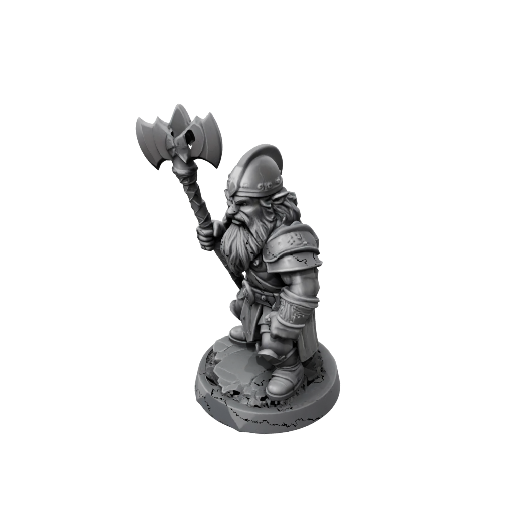 Low-Poly Dwarf Warrior With Battleaxe