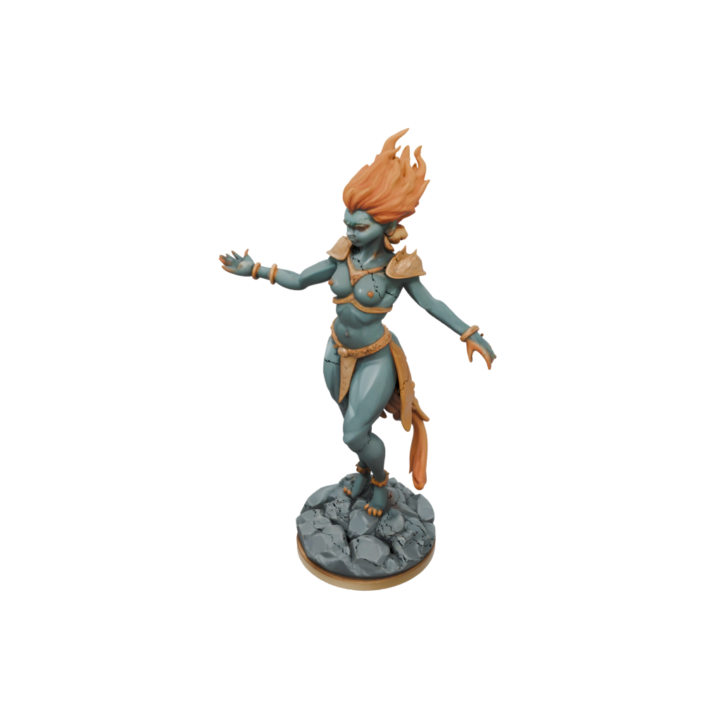 Low-Poly Fire Genie Efreet