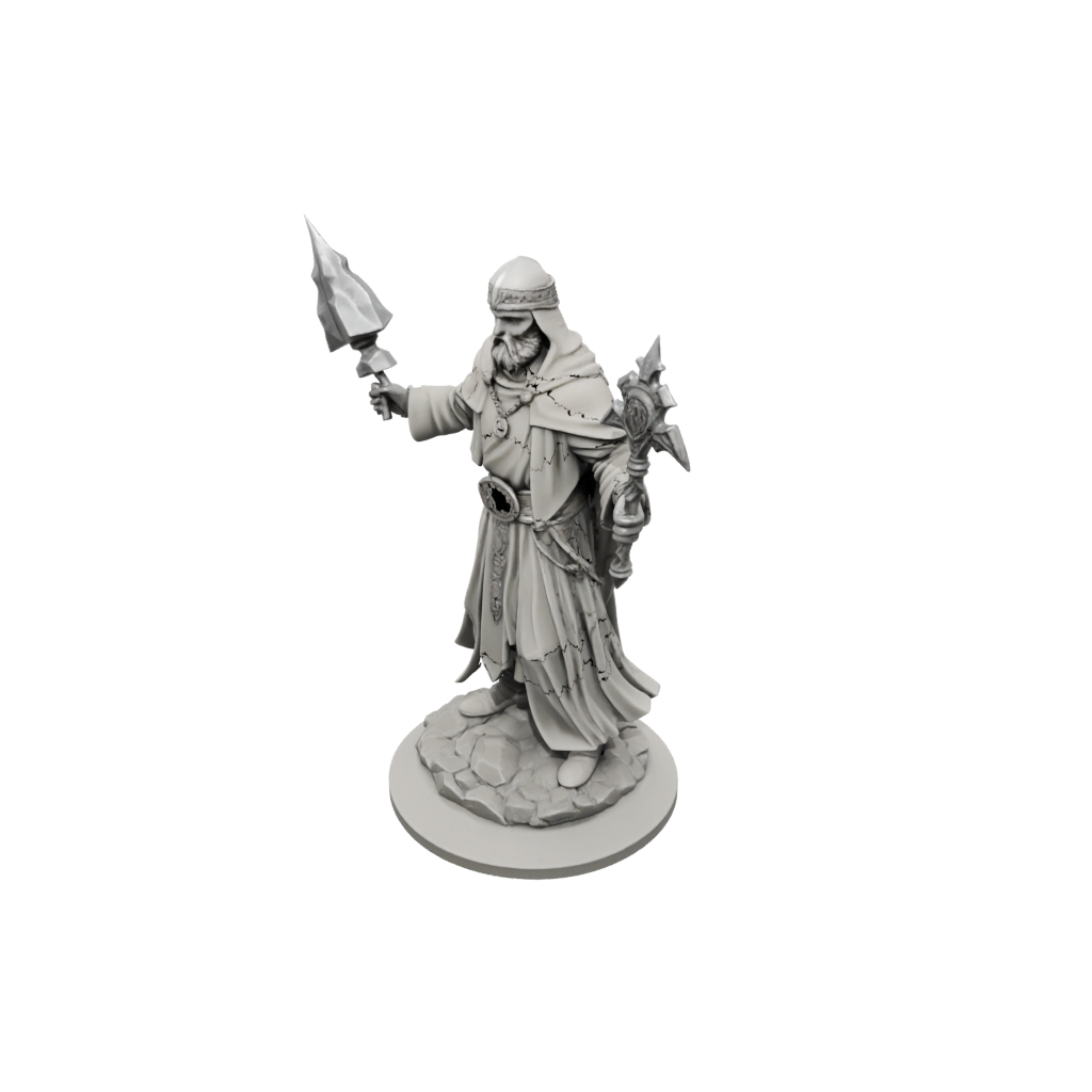 Low-Poly Cleric Priest With Mace